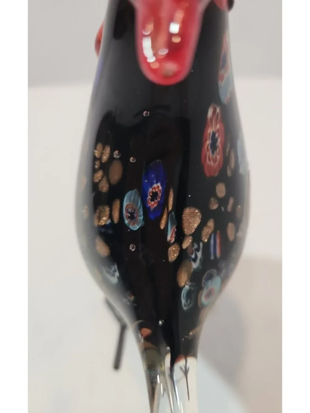 Vintage Murano Style Hand Blown Art Glass Rooster Multicolor Figurine 8.5